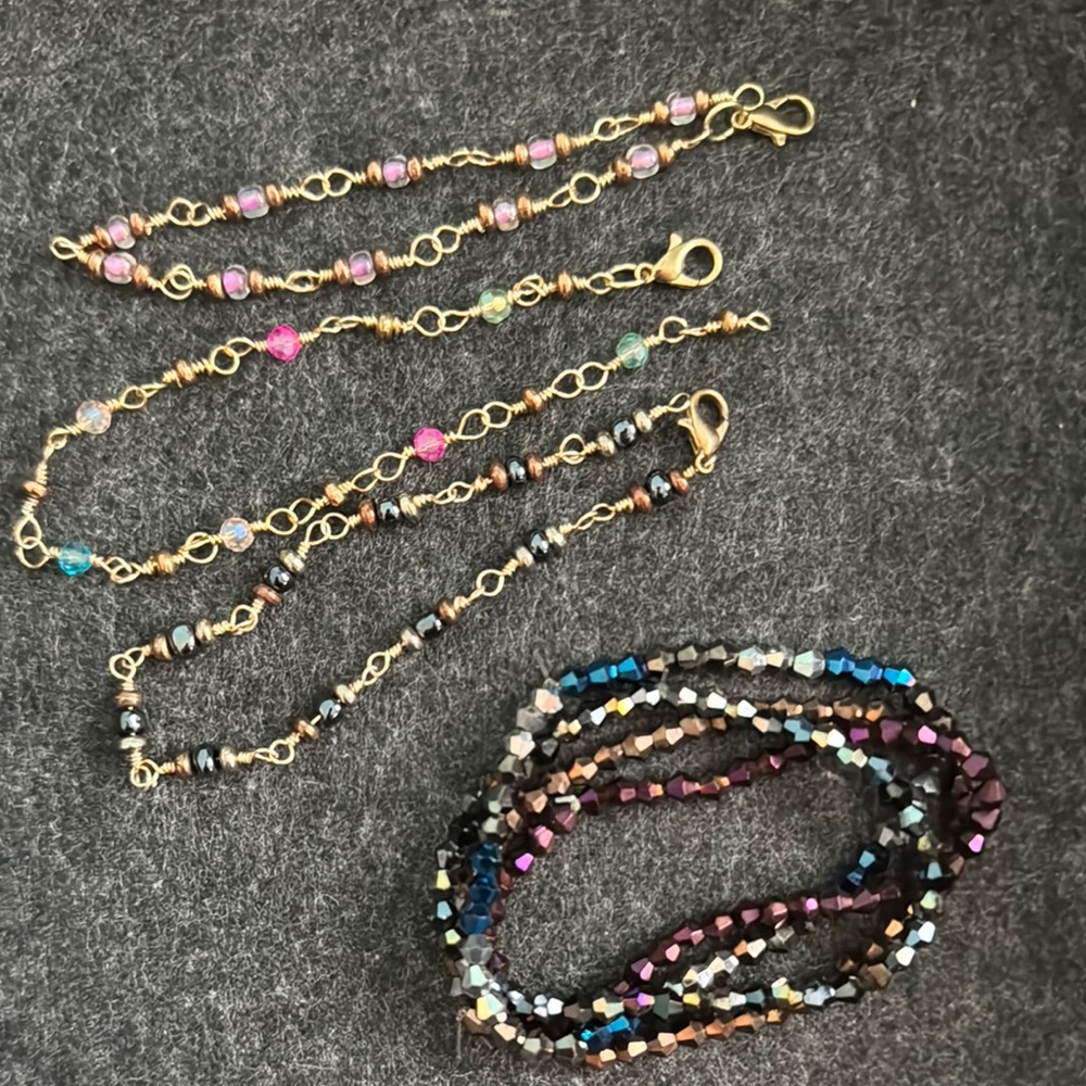Gold and Pink Handmade Beaded Bracelet Jewelry
